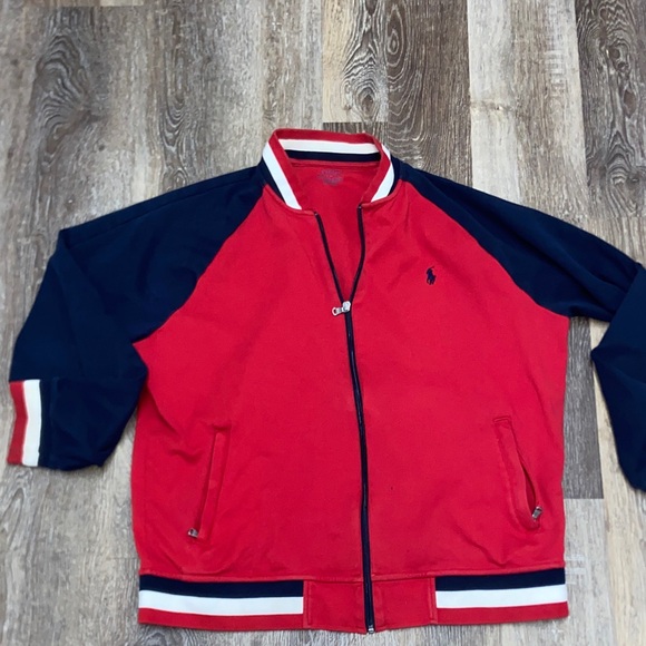 Polo Ralph Lauren men’s sz XL Red and Navy Zip-Up Jacket track style jacket - Picture 6 of 10